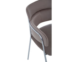 Olivia's Luxe Collection - Tara Dining Chair in brown Velvet Chrome Finish