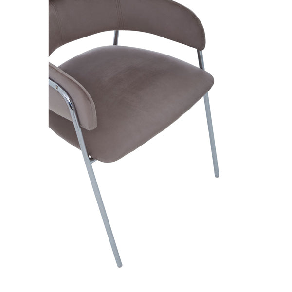 Tara Velvet Dining Chair - Brown & Chrome Premier 6