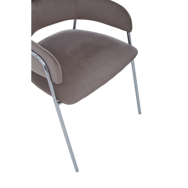 Olivia's Luxe Collection - Tara Dining Chair in brown Velvet Chrome Finish