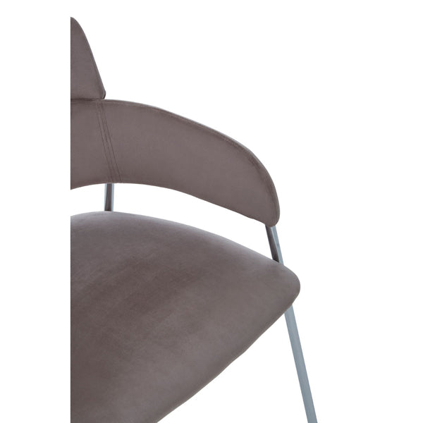 Olivia's Luxe Collection - Tara Dining Chair in brown Velvet Chrome Finish