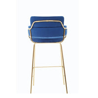 Olivia's Tara Bar Chair in Blue Velvet with Gold Finishes