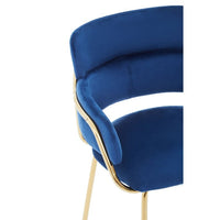 Olivia's Tara Bar Chair in Blue Velvet with Gold Finishes