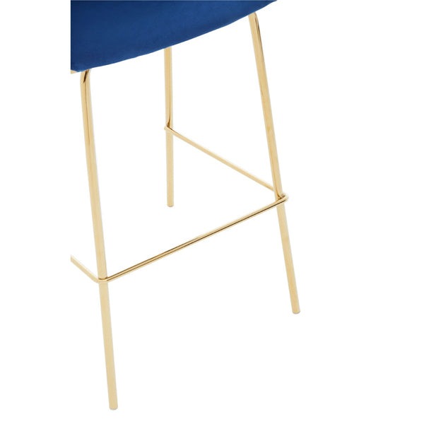 Olivia's Tara Bar Chair in Blue Velvet with Gold Finishes