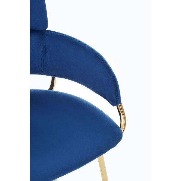 Olivia's Tara Bar Chair in Blue Velvet with Gold Finishes