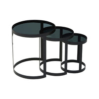 Olivia's Set of 3 Corrin Nest of Tables in Black Powder Coated Finish