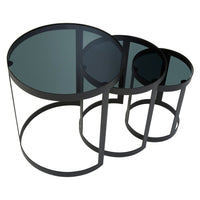 Olivia's Set of 3 Corrin Nest of Tables in Black Powder Coated Finish