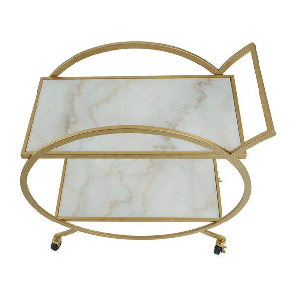 Olivia's Ava White Marble And Gold Finish Drink Cabinet