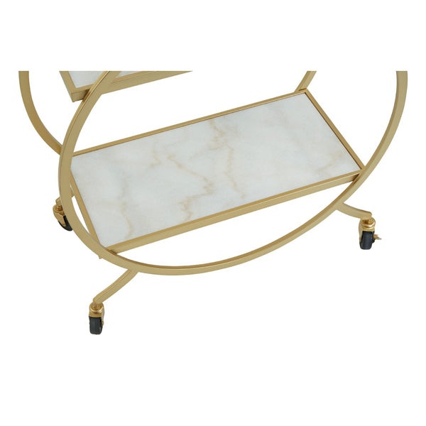 Olivia's Ava White Marble And Gold Finish Drink Cabinet
