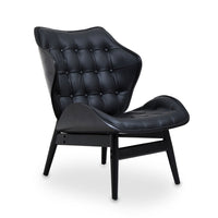 Olivia's Violet Accent Chair in Faux Black Leather