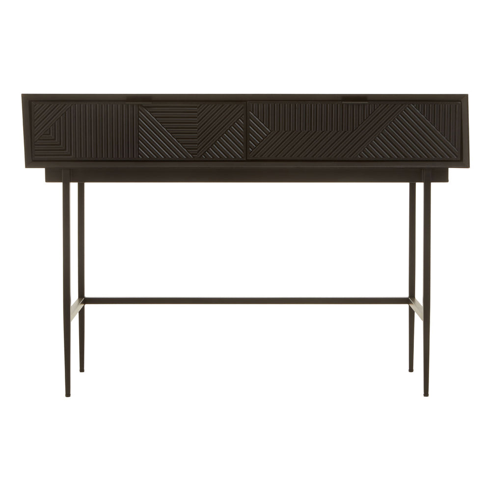 Olivia's Soft Industrial Collection - Jakar Console Table in Black Finish