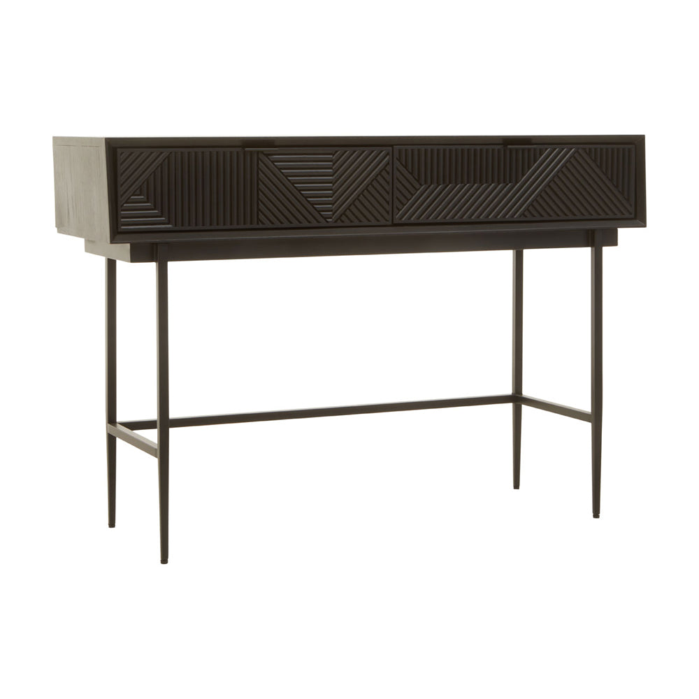 Olivia's Soft Industrial Collection - Jakar Console Table in Black Finish