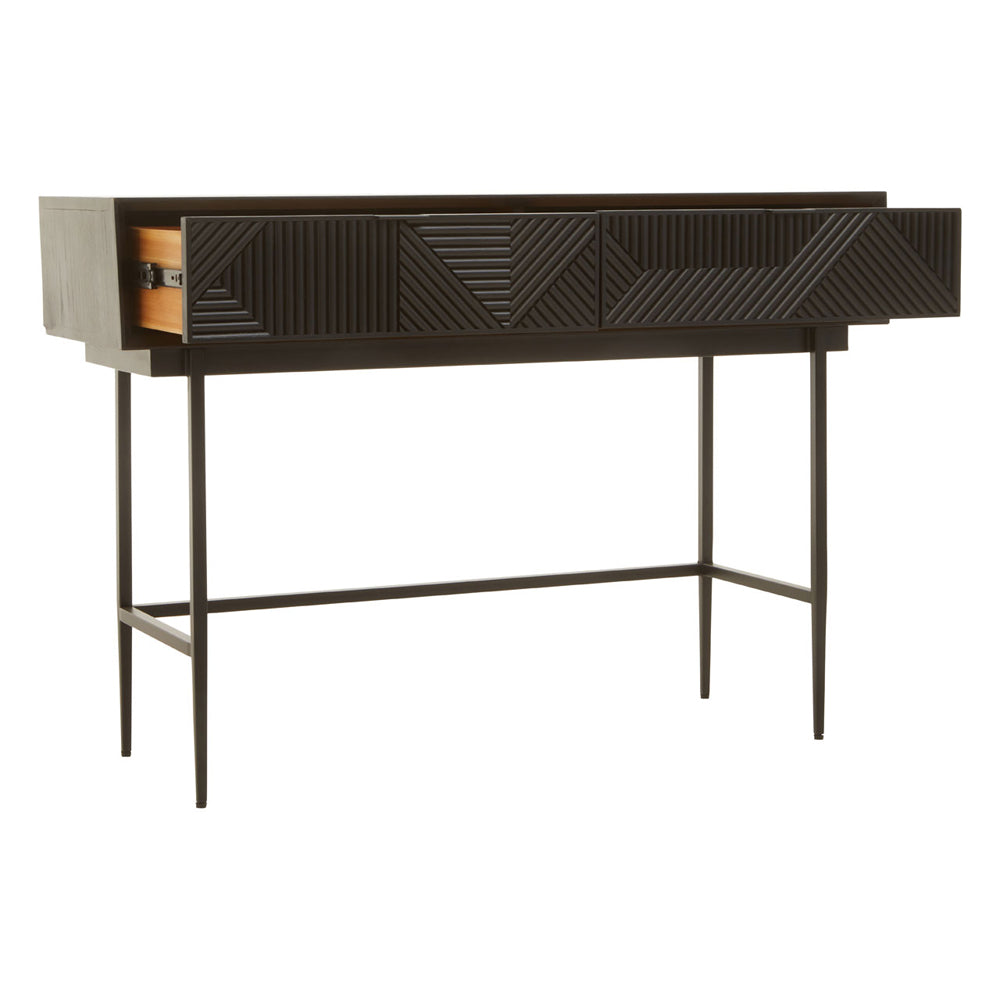 Olivia's Soft Industrial Collection - Jakar Console Table in Black Finish