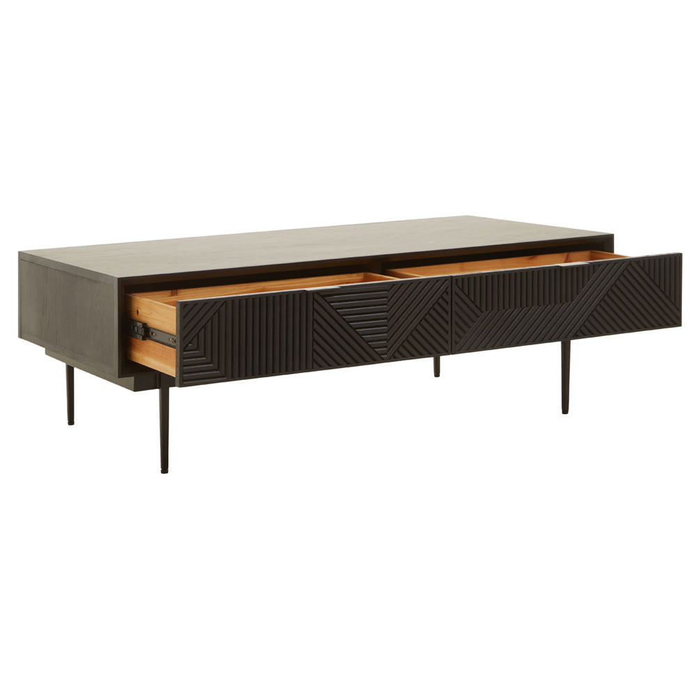 Olivia's Soft Industrial Collection - Jakar Coffee Table in Black Finish