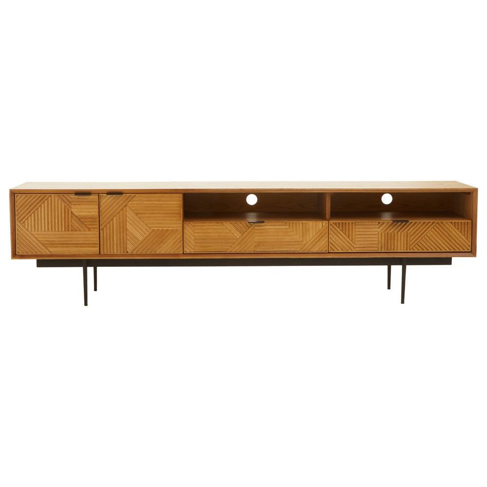 Olivia's Soft Industrial Collection - Jakar Wooden Media Unit in Natural Finish