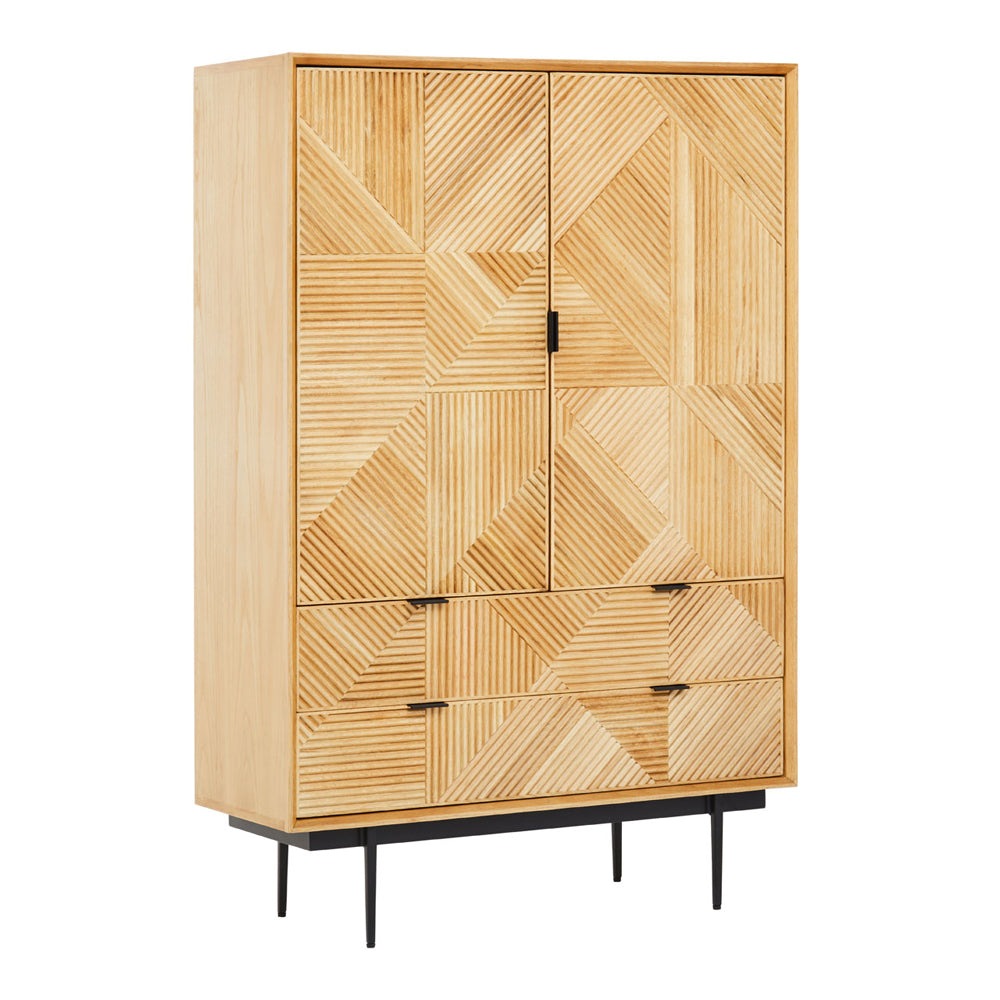 Olivia's Soft Industrial Collection - Jakar Wooden Cabinet in Natural Finish