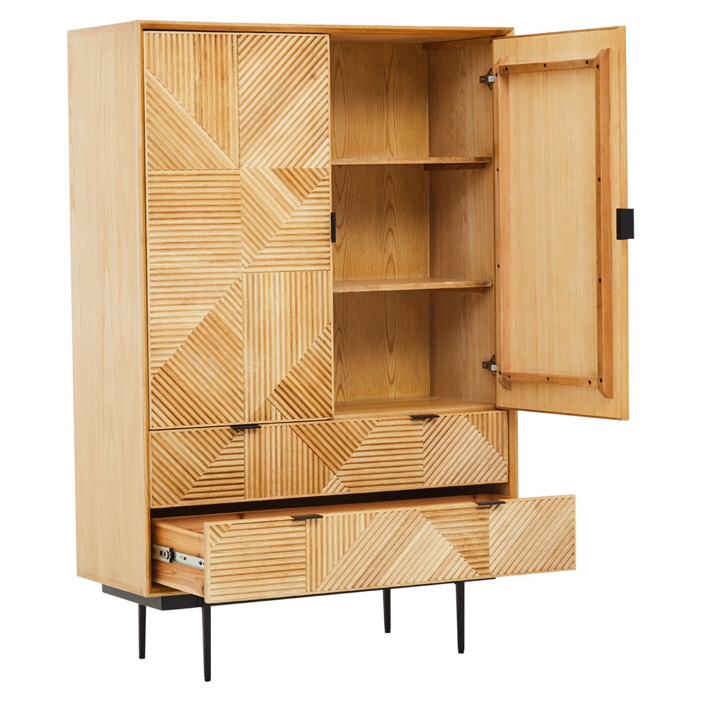 Olivia's Soft Industrial Collection - Jakar Wooden Cabinet in Natural Finish