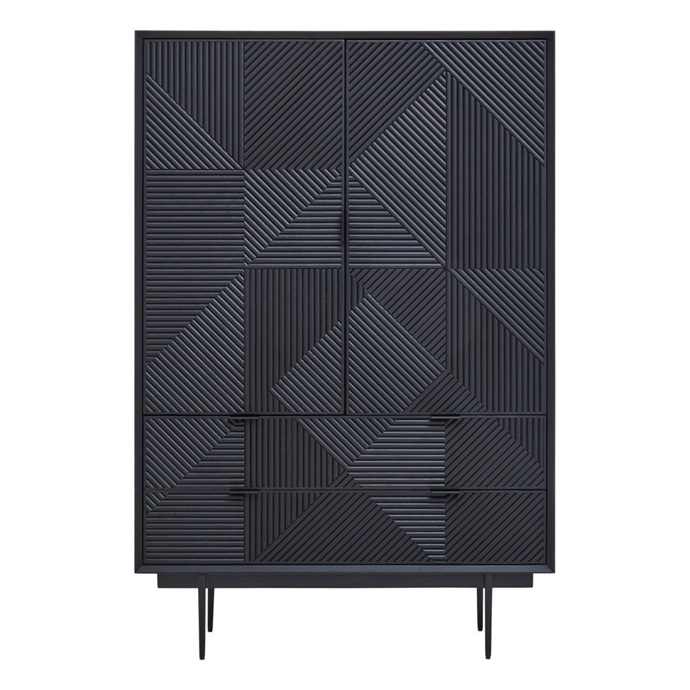 Olivia's Soft Industrial Collection - Jakar Wooden Cabinet in Black Finish