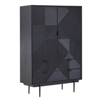 Olivia's Soft Industrial Collection - Jakar Wooden Cabinet in Black Finish