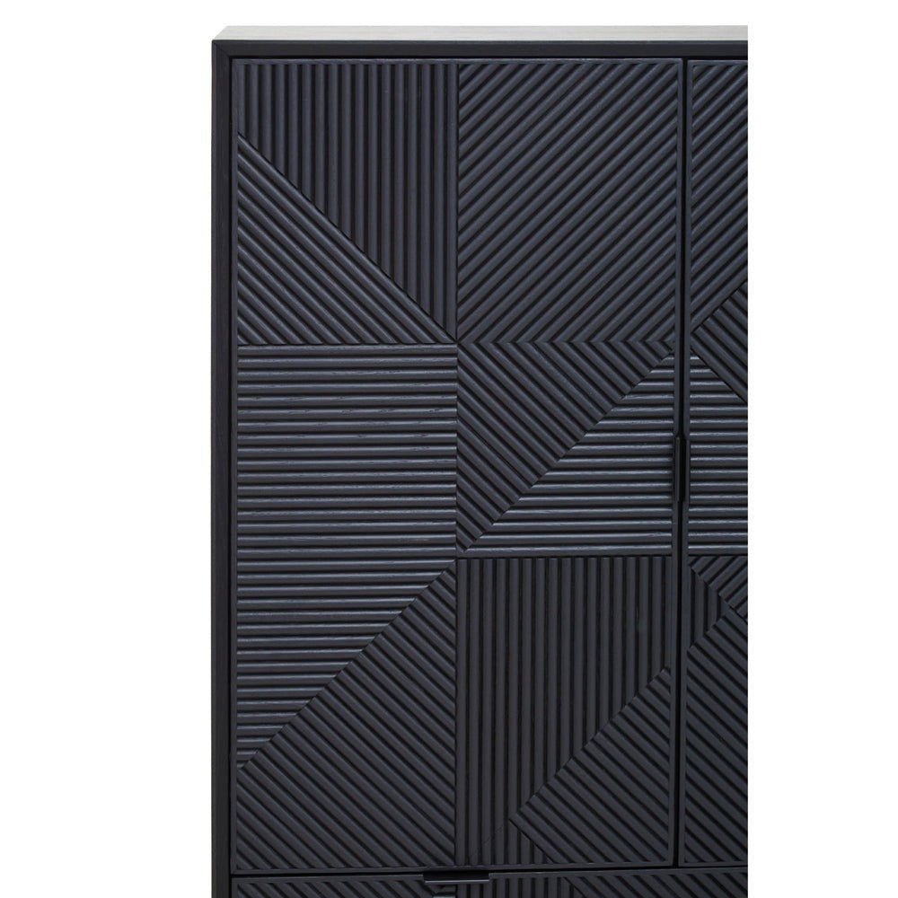 Olivia's Soft Industrial Collection - Jakar Wooden Cabinet in Black Finish