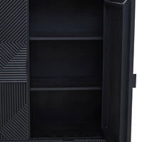 Olivia's Soft Industrial Collection - Jakar Wooden Cabinet in Black Finish