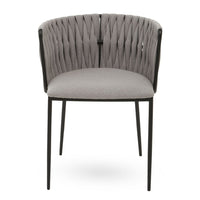 Olivia's Giselle Dining Chair in Grey Fabric & Black Frame