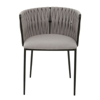 Olivia's Giselle Dining Chair in Grey Fabric & Black Frame