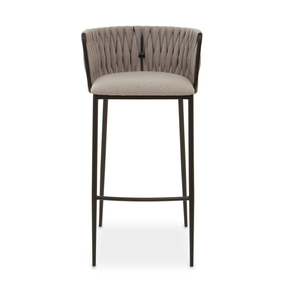 Olivia's Giselle Bar Chair in Grey Fabric & Black Frame