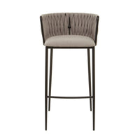 Olivia's Giselle Bar Chair in Grey Fabric & Black Frame