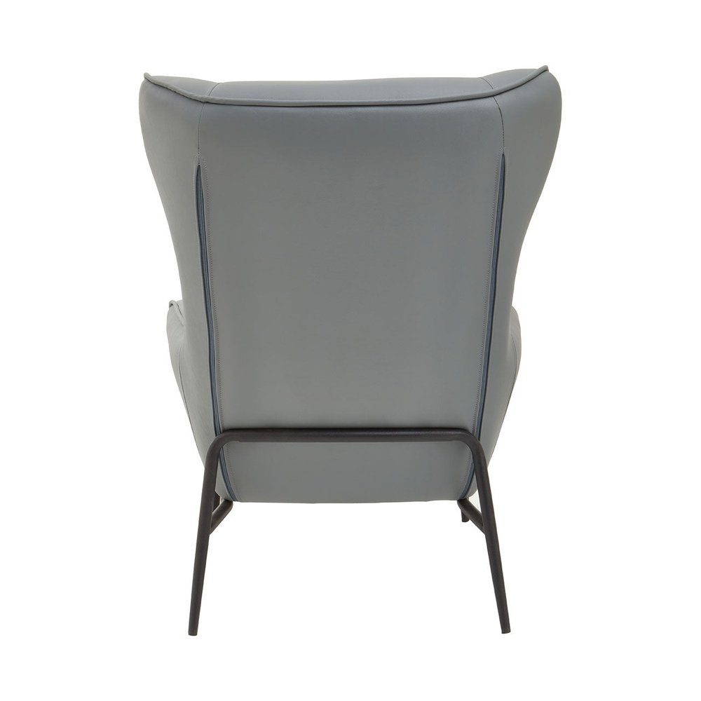 Olivia's Kali Accent Chair & Footstool in Faux Grey Leather