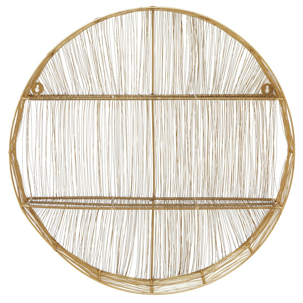 Olivia's Soft Industrial Collection - Enzo Wire Round Wall Shelf in Gold