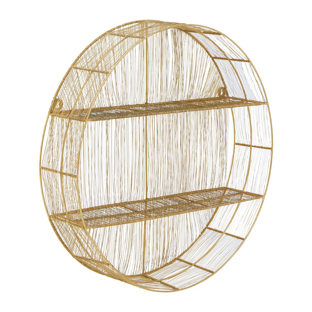 Olivia's Soft Industrial Collection - Enzo Wire Round Wall Shelf in Gold