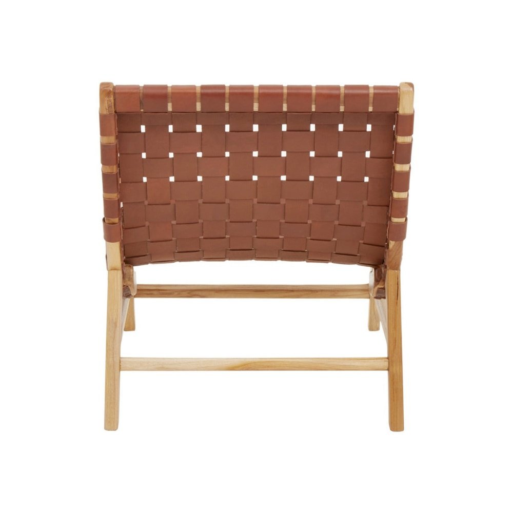 Olivia's Kyle Accent Chair in Natural Teak & Brown Leather