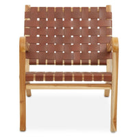 Olivia's Kyrie Accent Chair in Natural Teak & Antique Brown Leather