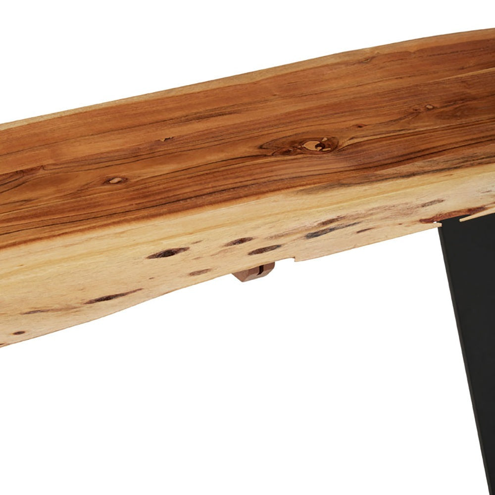 Olivia's Soft Industrial Collection - Sura Acacia Wood & Looped Iron Base Console Table