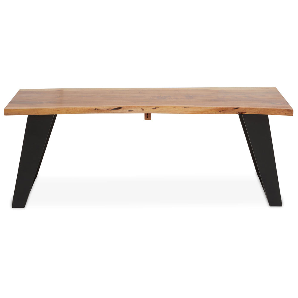 Soft Industrial Collection Sura Acacia Wood & Looped Iron Base Rectangular Coffee Table Premier 1