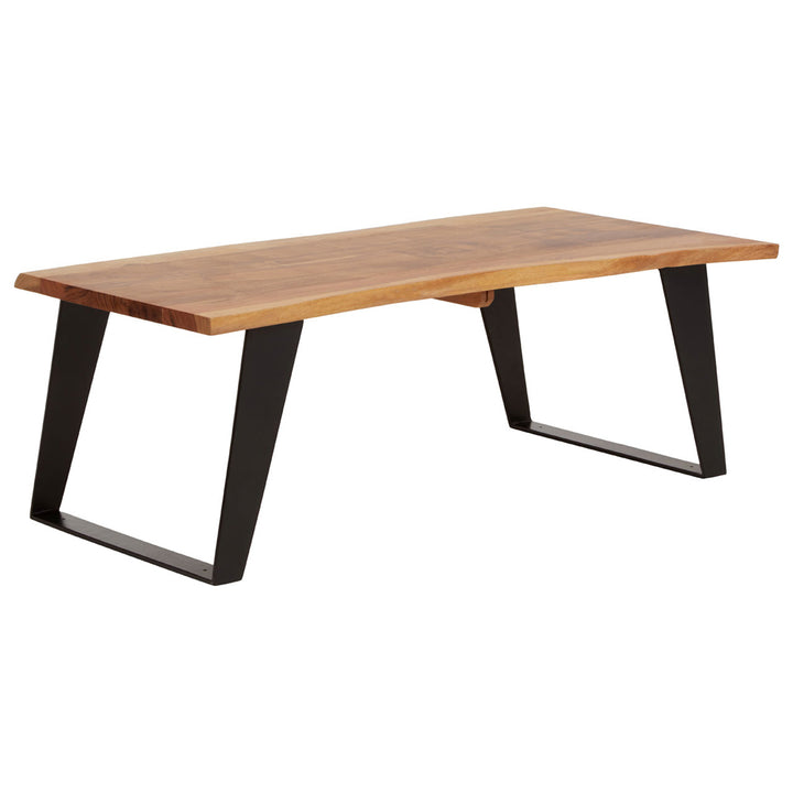 Soft Industrial Collection Sura Acacia Wood & Looped Iron Base Rectangular Coffee Table Premier 2