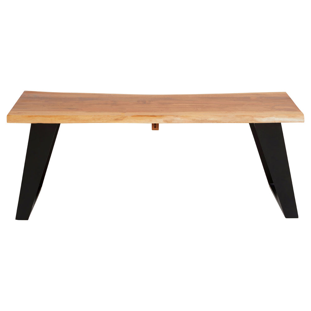 Soft Industrial Collection Sura Acacia Wood & Looped Iron Base Rectangular Coffee Table Premier 4