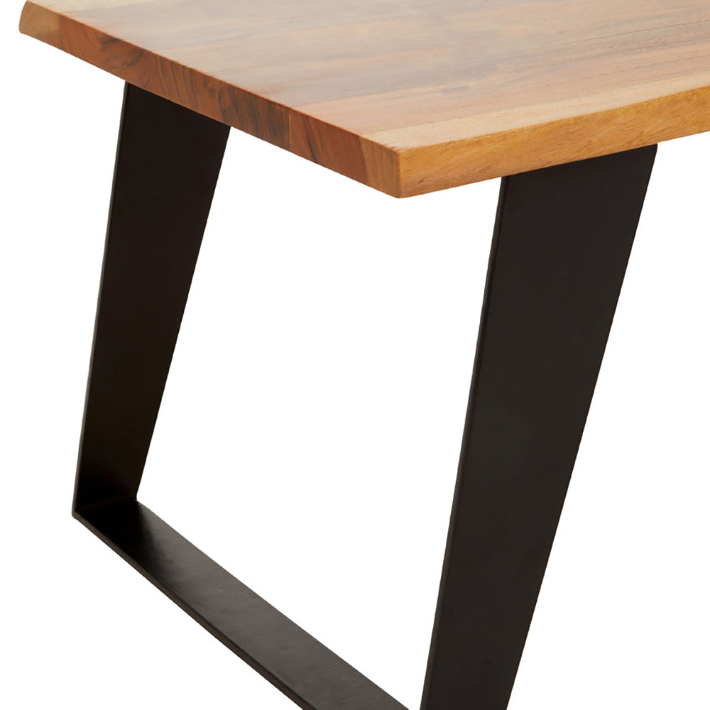 Soft Industrial Collection Sura Acacia Wood & Looped Iron Base Rectangular Coffee Table Premier 6