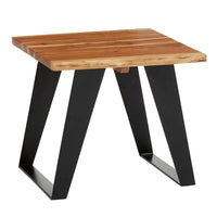 Olivia's Soft Industrial Collection - Sura Acacia Wood & Looped Iron Base Side Table