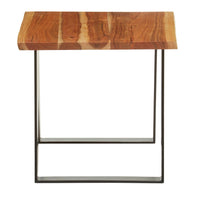 Olivia's Soft Industrial Collection - Sura Acacia Wood & Looped Iron Base Side Table