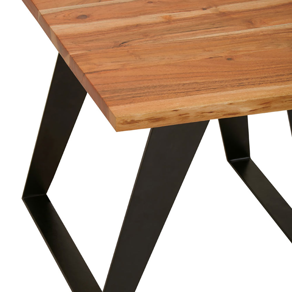 Olivia's Soft Industrial Collection - Sura Acacia Wood & Looped Iron Base Side Table