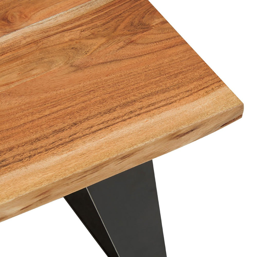 Olivia's Soft Industrial Collection - Sura Acacia Wood & Looped Iron Base Side Table