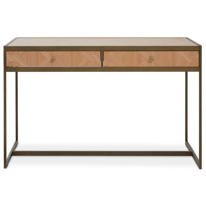 Grayson 2 Drawer Desk - Oak & Brushed Brass Premier 1