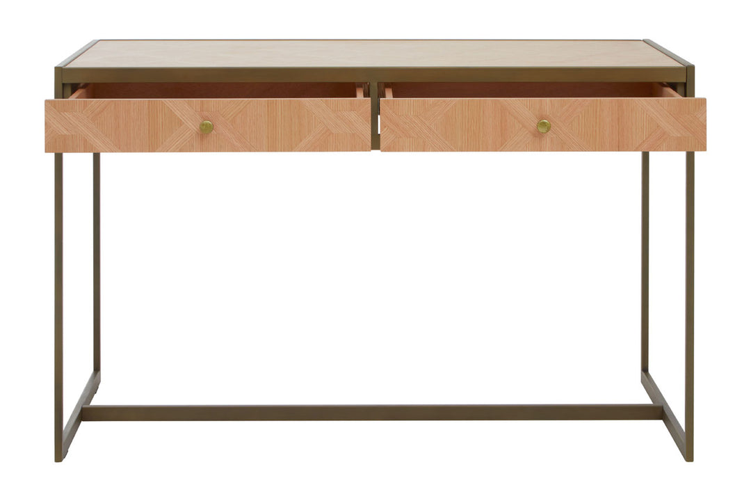 Grayson 2 Drawer Desk - Oak & Brushed Brass Premier 2
