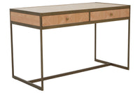 Olivia's Grayson 2 Drawer Desk in Oak & Brushed Brass