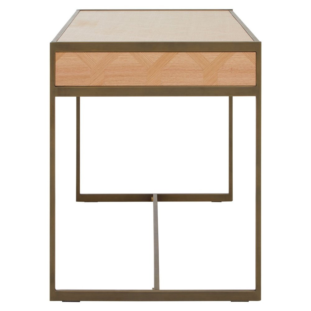 Olivia's Grayson 2 Drawer Desk in Oak & Brushed Brass