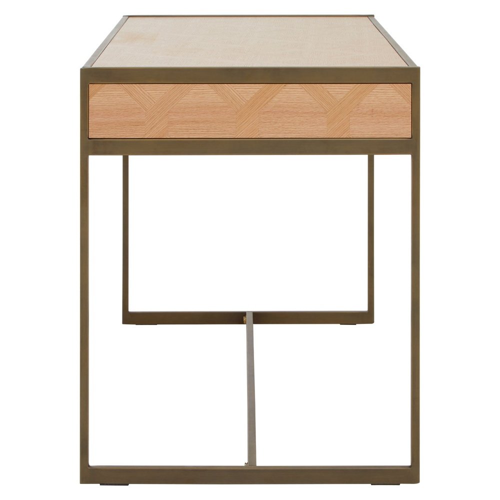 Grayson 2 Drawer Desk - Oak & Brushed Brass Premier 4