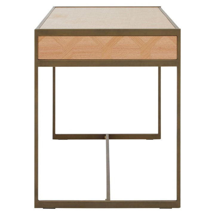 Grayson 2 Drawer Desk - Oak & Brushed Brass Premier 4