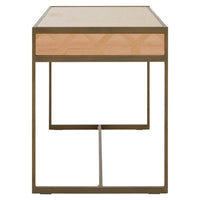 Olivia's Grayson 2 Drawer Desk in Oak & Brushed Brass