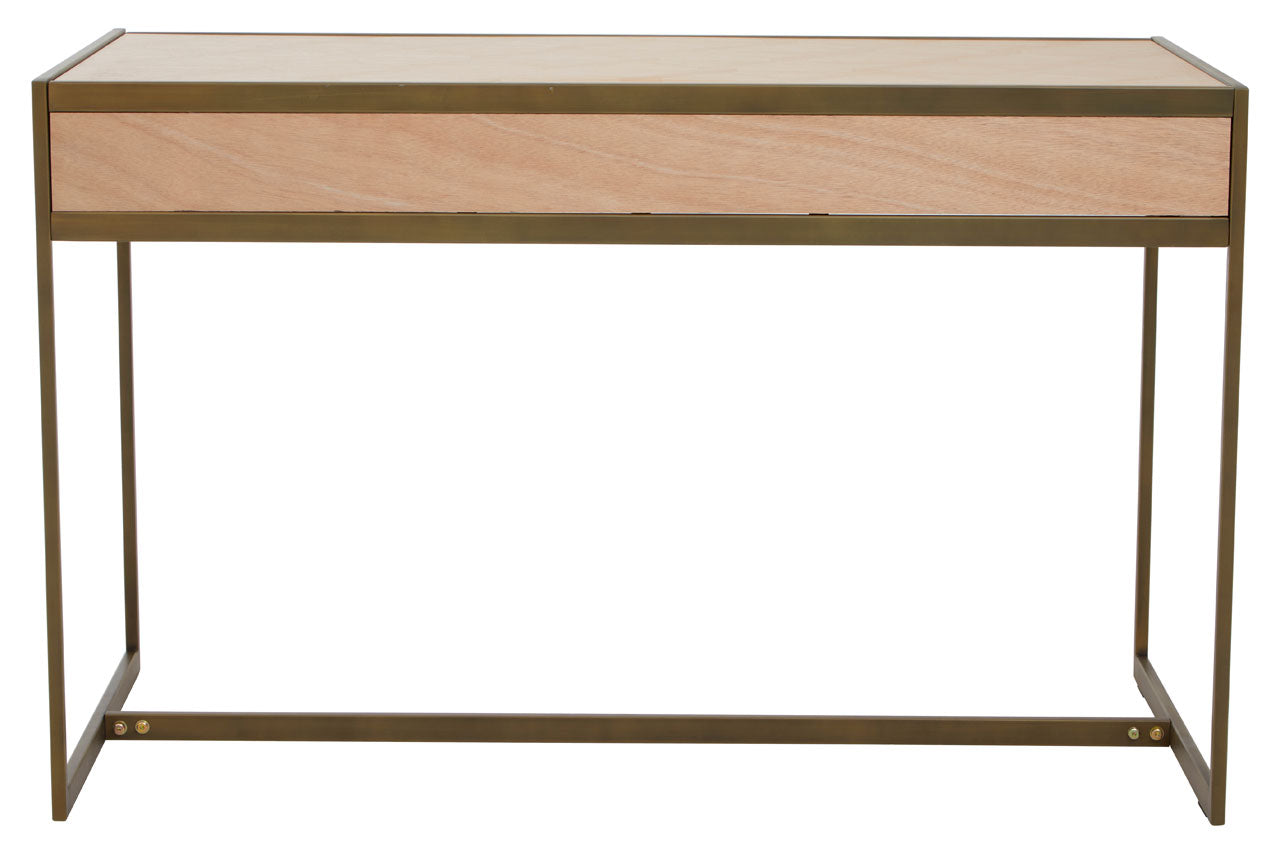 Olivia's Grayson 2 Drawer Desk in Oak & Brushed Brass